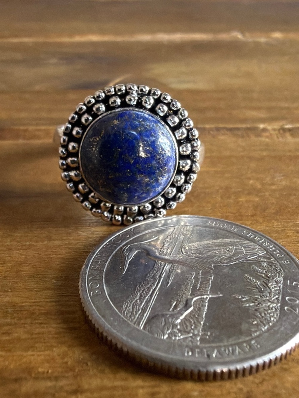 Vintage Bohemian Lapis Lazuli Women Jewelry Gemstone Ring Size 10 Silver 925 - Picture 2 of 4
